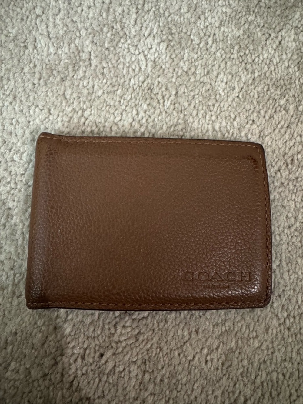 Coach Brown Pebbled Leather Billfold Wallet